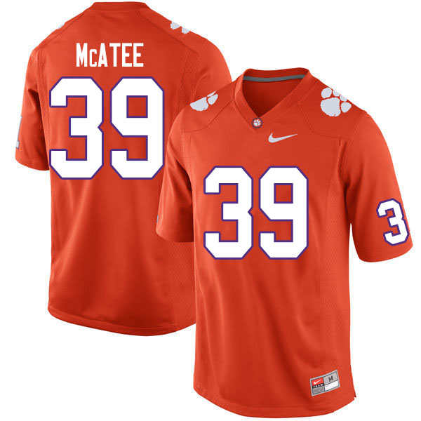 Men #39 Bubba McAtee Clemson Tigers College Football Jerseys Sale-Orange